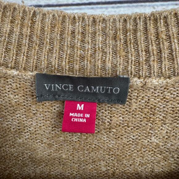 Vince Camuto Crewneck Rough Seam Boxy Sweater Womens Medium Beige Tan - Picture 8 of 11